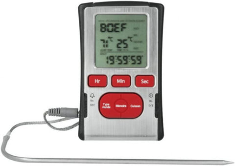 Metaltex kookthermometer digitaal RVS zilver/rood